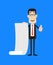 Corporate Business Character - Holding a Paper Scroll and Showing Thumbs Up