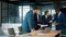 Corporate business team in a meeting. Group of young people in suits