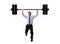 Corporate composite of young attractive businessman power lifting heavy weights taxes and bills