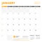 Corporate design planner template for January 2021. Monthly planner. Stationery design. Week starts on Sunday