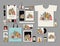 Corporate flat mock-up template, funny dogs family