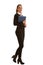 Corporate full length portrait of a preety business woman with b