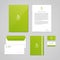 Corporate identity eco design template. Documentation for business (folder, letterhead, envelope, notebook and business card). Log