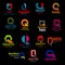 Corporate identity letter Q trendy shape icons