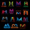 Corporate identity M letter icons creative design