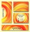 Corporate identity set of business card, banner and invitation card with decorative vortex design of red, orange and yellow shades