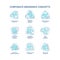 Corporate insurance turquoise concept icons set