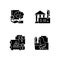 Corporate intellectual property black glyph icons set on white space