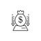 Corporate money bag icon. Element of business motivation line icon