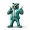 Corporate Punk Bear In Teal And Green Dress Suit Making Thumbs Up Sign