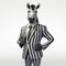 Corporate Punk Zebra: A Charming 3d Model In A Suit And Tie