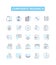 Corporate research vector line icons set. Corporate, research, analysis, business, market, strategy, data illustration