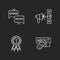 Corporate social media chalk white icons set on black background