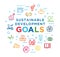 Corporate social responsibility word banner. Sustainable Development Goals. SDG signs. Infographics with linear icons on