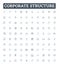 Corporate structure vector line icons set. Organisation, Hierarchy, Network, Framework, Corporate, Division, Reporting