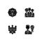 Corporate values black glyph icons set on white space