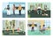 Corporate wellness flat color vector illustration set