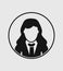 Corporate woman Icon with circle shape.