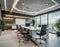Corporate workplace concept. Modern and sleek interior design of a conference room