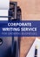 Corporate writing service for growing business text on blue banner against typewriter