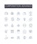 Corporation advance line icons collection. Company boost, Agency progress, Organization improvement, Business growth