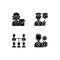 Corporation hierarchy black glyph icons set on white space