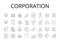 Corporation line icons collection. Business entity, Conglomerate, Company group, Commercial enterprise, Concern