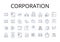 Corporation line icons collection. Business entity, Conglomerate, Company group, Commercial enterprise, Concern