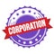 CORPORATION text on red violet ribbon stamp
