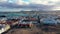 Corralejo aerial cityscape, port city in Fuerteventura, beautiful panoramic view of Canary islands, Spain. Panoramic aerial view