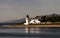  Corran Point lighthouse, on Loch Linnhe on a dark day, Sound of Mull ,Argyll and Bute, Scotland, UK