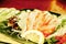 Correct authentic Crab sashimi dish plate
