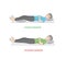 Correct and incorrect position is to sleep on your back. vector illustration