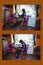 correct and incorrect sitting in this example woman sit in a cafe using smartphone