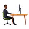 The correct position posture when working at the computer