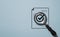 Correct sign symbol inside magnifier glass on document icon for ISO quality assurance control and project approve concept