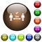 Correct social distancing color glass buttons