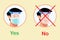 Correct and wrong way to using protective full antivirus medical face shield info graphic concept  man wearing surgical mask