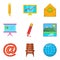 Correspondence icons set, cartoon style