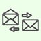 Correspondence line icon. Mail exchange outline style pictogram on white background. Send and receive business letters