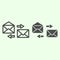 Correspondence line and solid icon. Mail exchange outline style pictogram on white background. Send and receive business