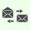 Correspondence solid icon. Mail exchange glyph style pictogram on white background. Send and receive business letters