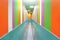 Corridor with colorful wall