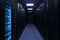Corridor of data server center. dark background.