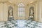 Corridor with floor made of luxury marbles. Plenty of elegance for this Italian interior in Venaria Reale, Piedmont region - Italy