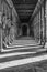Corridor of Imambara hoogly in black and white