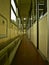 Corridor in rail car of train