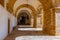 Corridor surrounding inner courtyard at the monastery of Santa Clara a Nova at Coimbra, Portugal