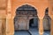 Corridors and arches in the historic Amber Fort in Jaipur, India