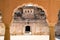 Corridors and arches in the historic Amber Fort in Jaipur, India